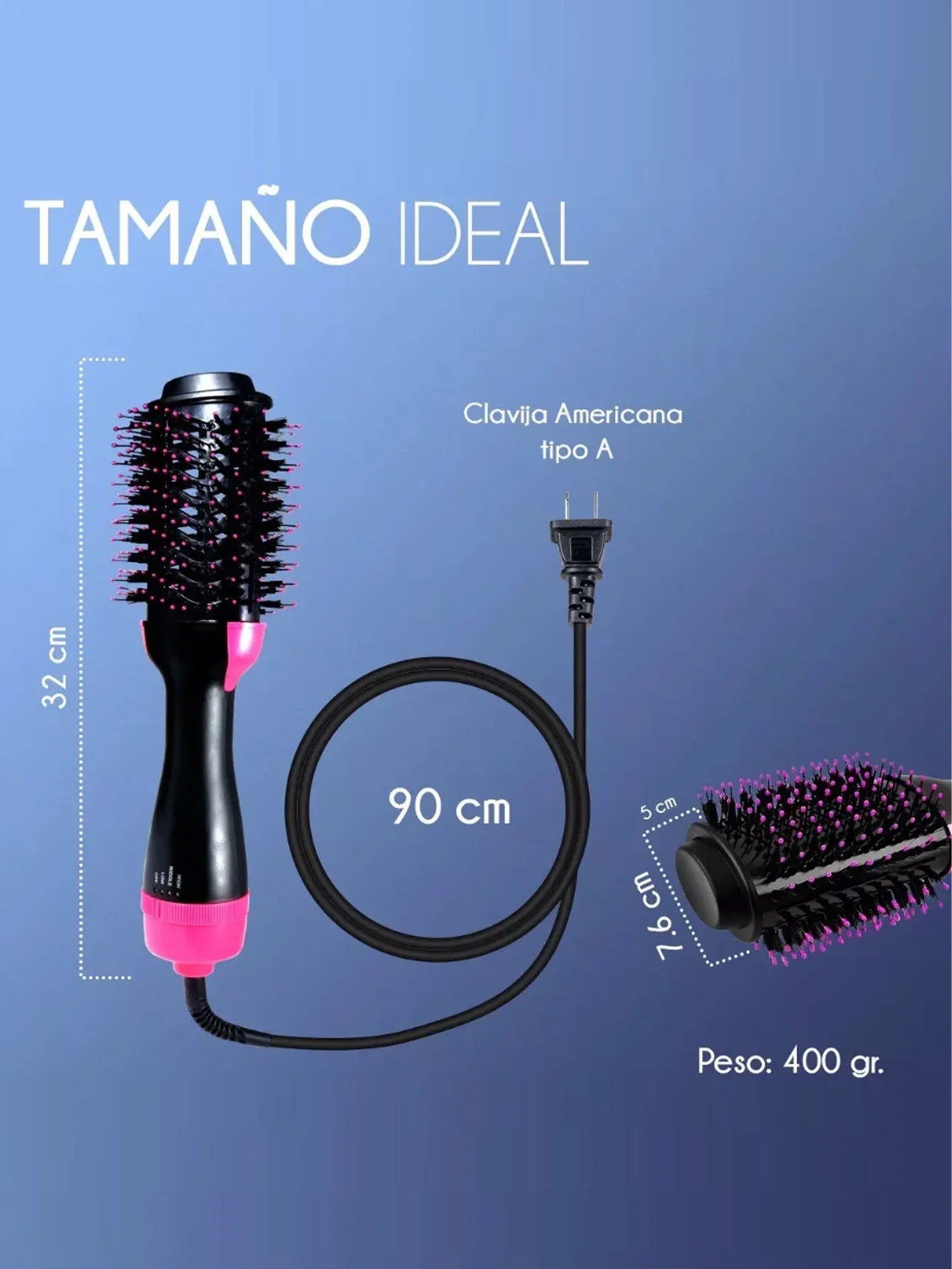 Secador de Cabello y Cepillo Alisador Multifuncional