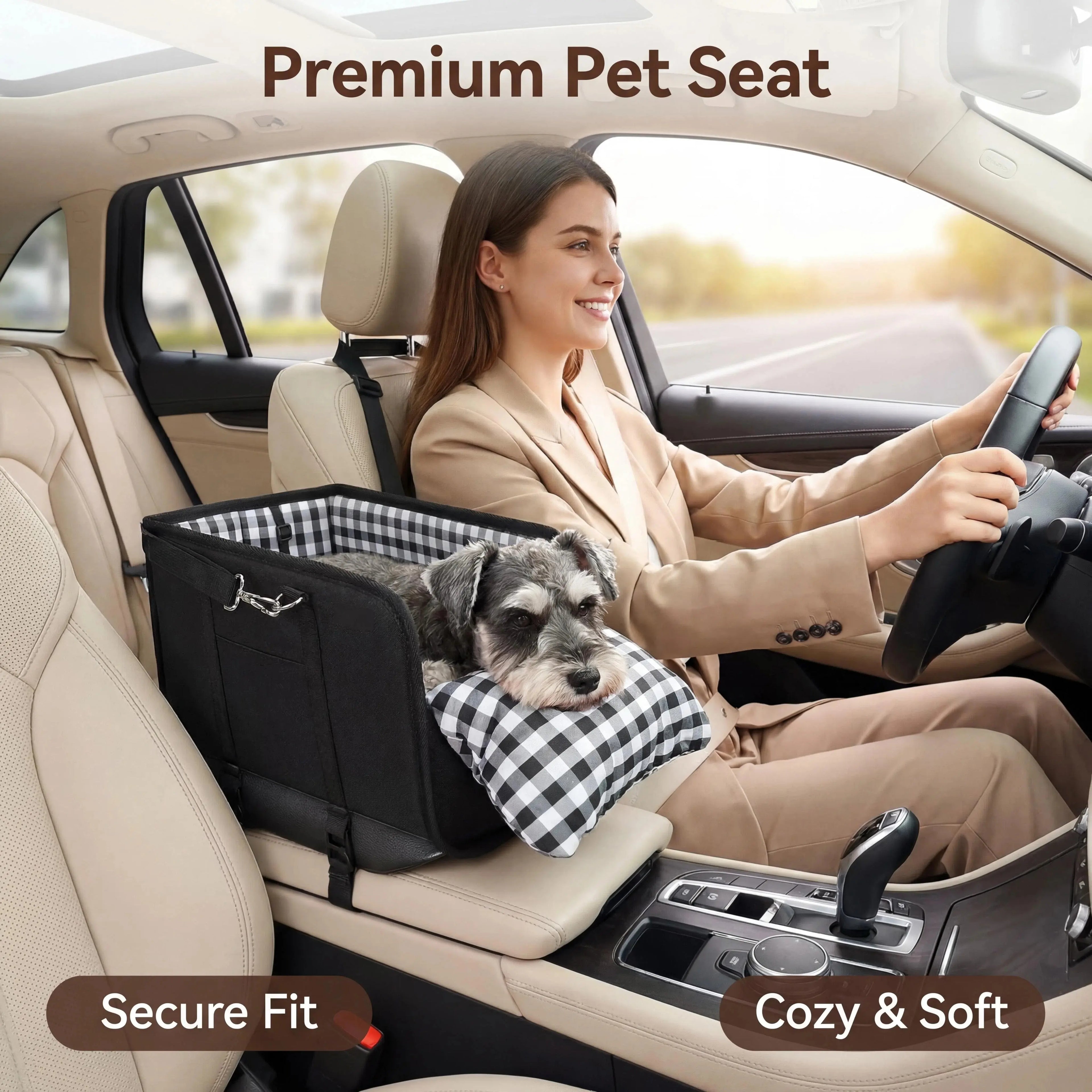Asiento Elevador para Perros y Gatos Pequeños para Auto – Consola Central