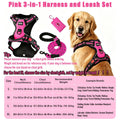 HELETY Purple 3-In-1 No-Pull Dog Vest Harness & Leash Set, Adjustable S-XL Sizes, Dual Front & Back D-Ring Clips, 360° 3M Reflective, Padded Chest, Oxford Fabric, Night Safety, Built-In Poop Bag Holder, Tangle-Free Cooling Step-Design Strap Running Bungee